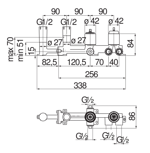 Скрытая часть для смесителя Nobili Rubinetterie WE81201/TBM черный матовый