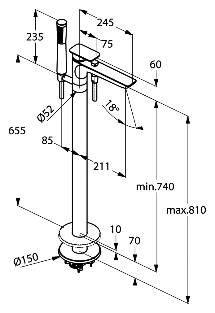 Смеситель для ванны с душем Kludi E2 495900575 хром