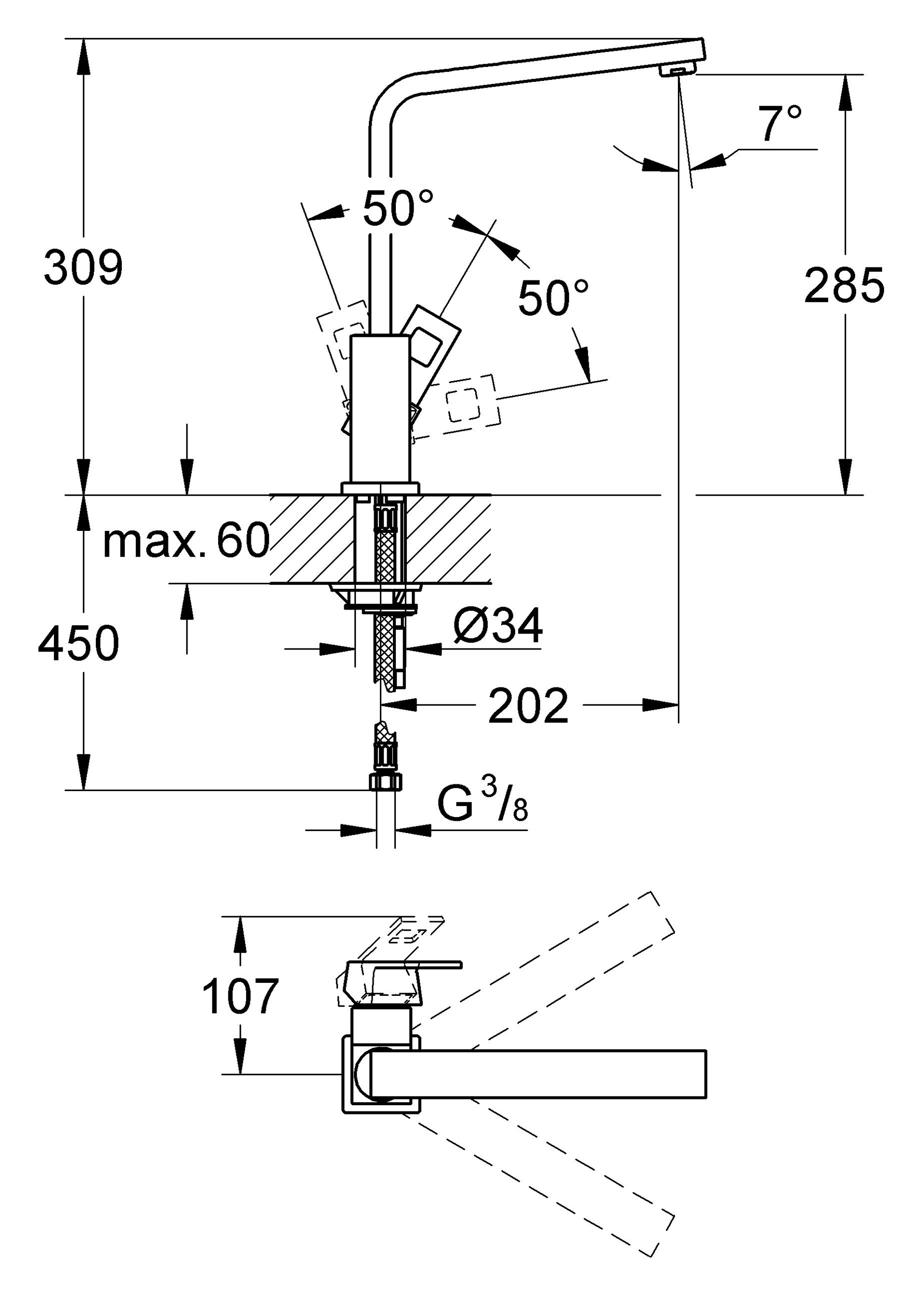 Смеситель для кухни Grohe EuroCube 31255000 хром