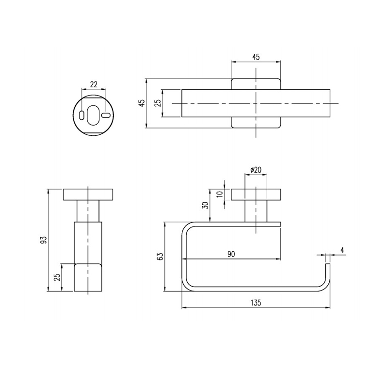 Держатель туалетной бумаги Villeroy & Boch Elements-Striking TVA15201400061 хром