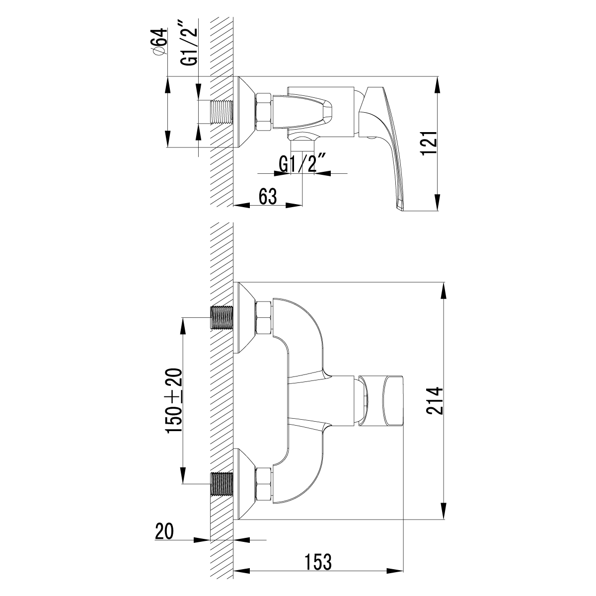 Смеситель для душа Lemark Plus Shape LM1703C хром