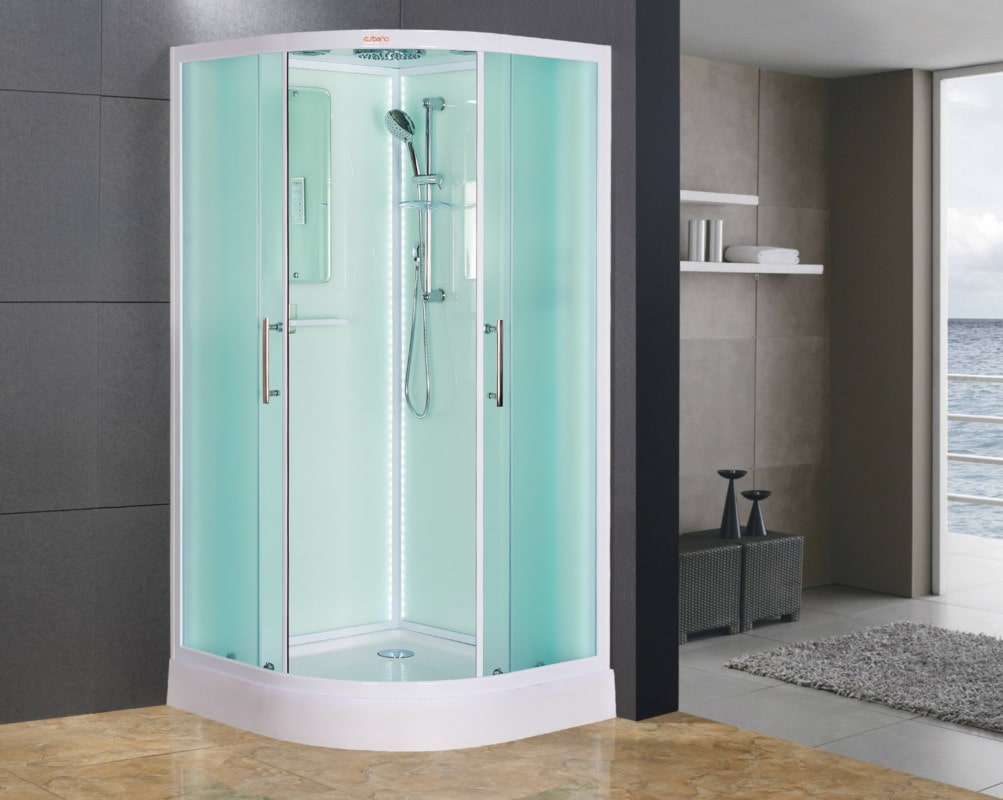 Душевая кабина Esbano LED ESKL100CR 100x100x210см, профиль белый, стекло рифленое