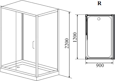 Душевая кабина Timo Premium HELMA Н-520 R 120x90x220 профиль хром глянцевый, стекло прозрачное