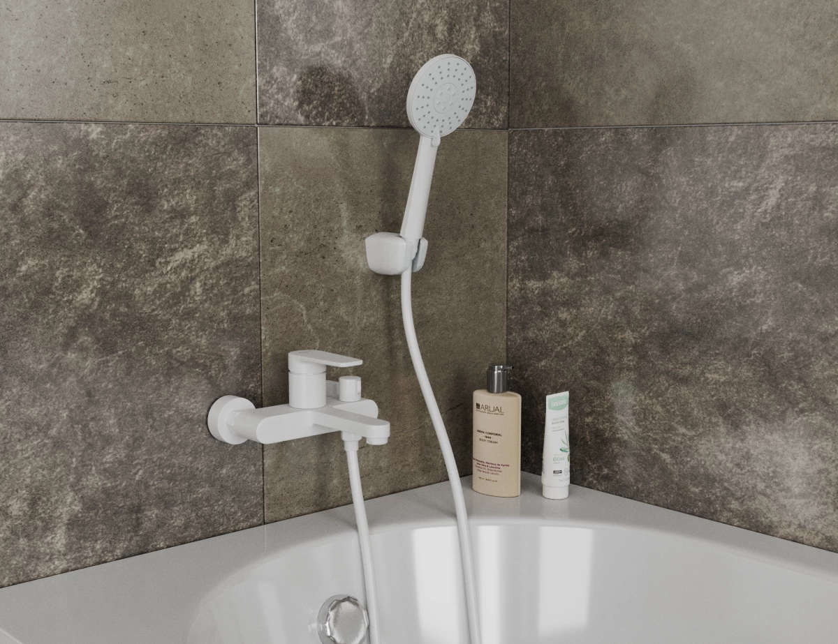 Смеситель на борт ванны D&K Bayern.Fürth DA1523208, белый матовый