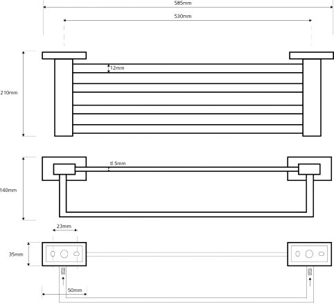 Полка для полотенец Bemeta Plaza 118104122 Хром