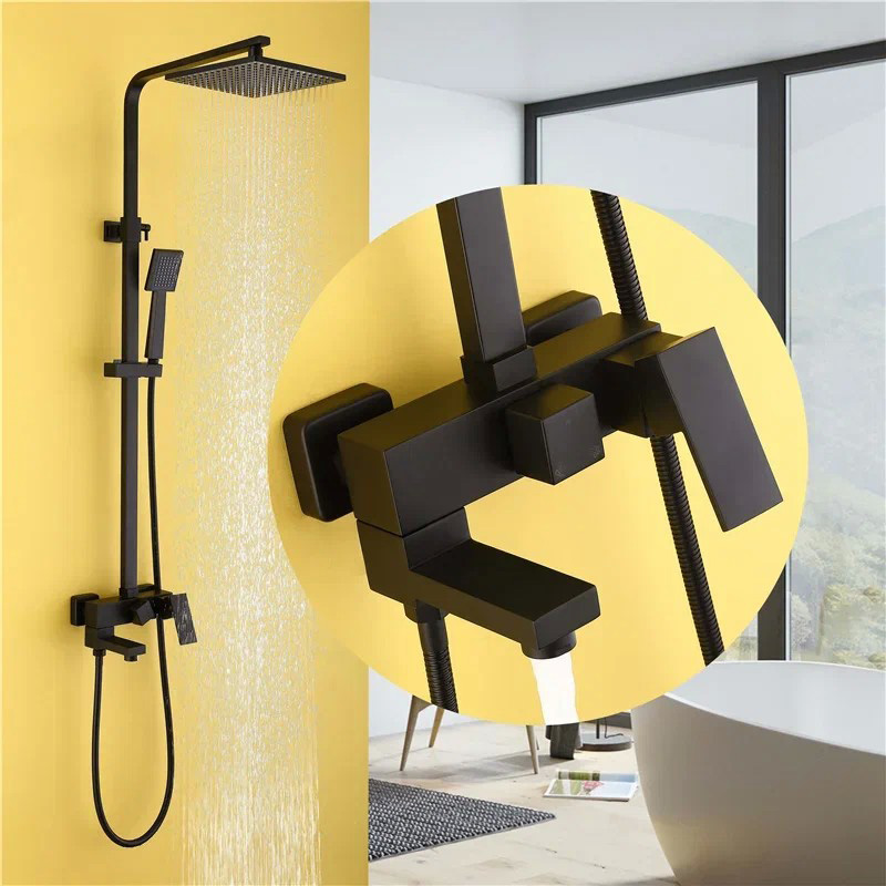 Душевая стойка со смесителем ABBER AF8216B черный матовый