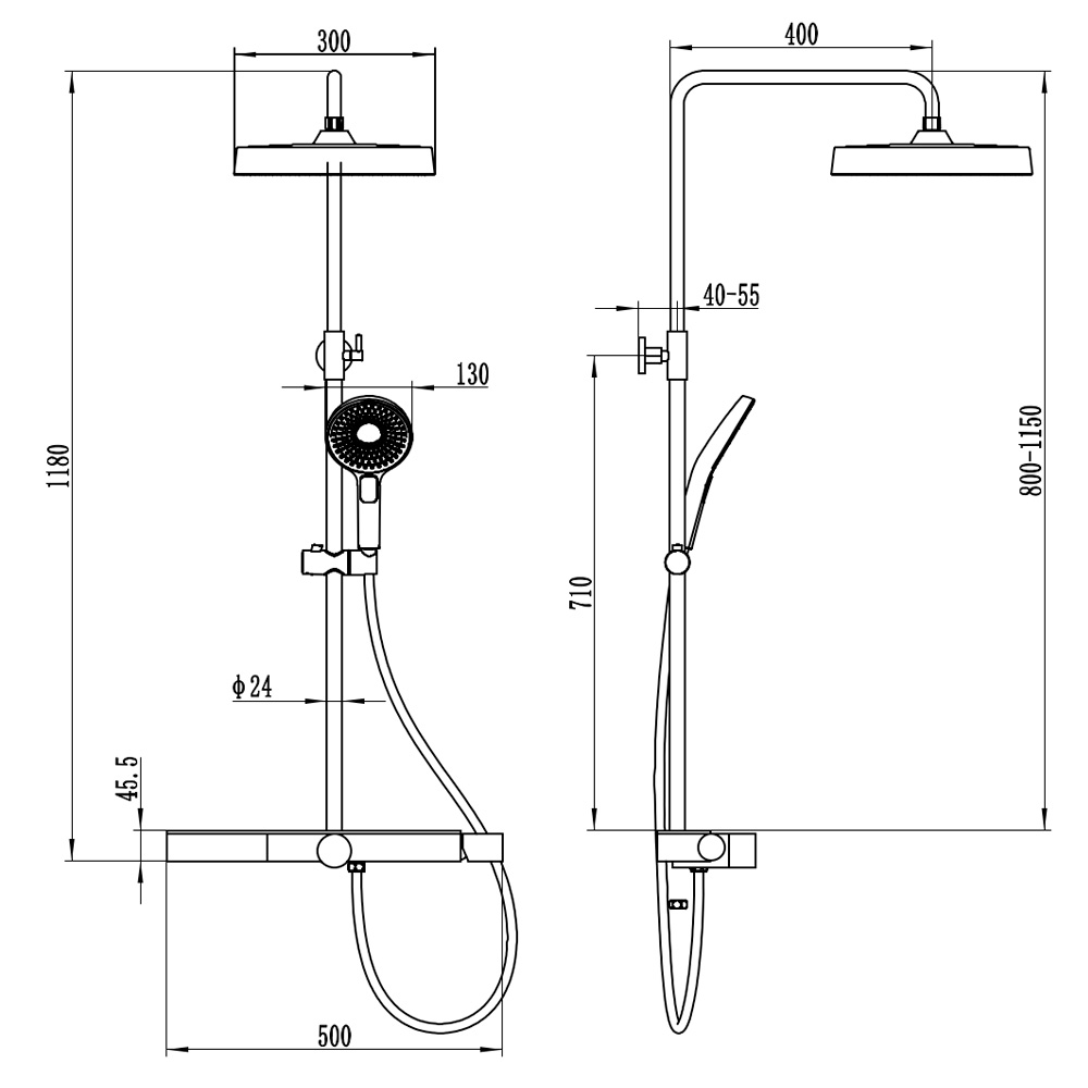 Душевая стойка со смесителем AQUAme AQM8010W белый матовый