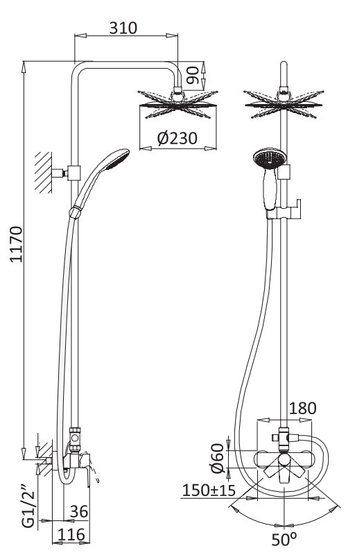 Душевая стойка Cezares NAUTIC-CD-01 хром