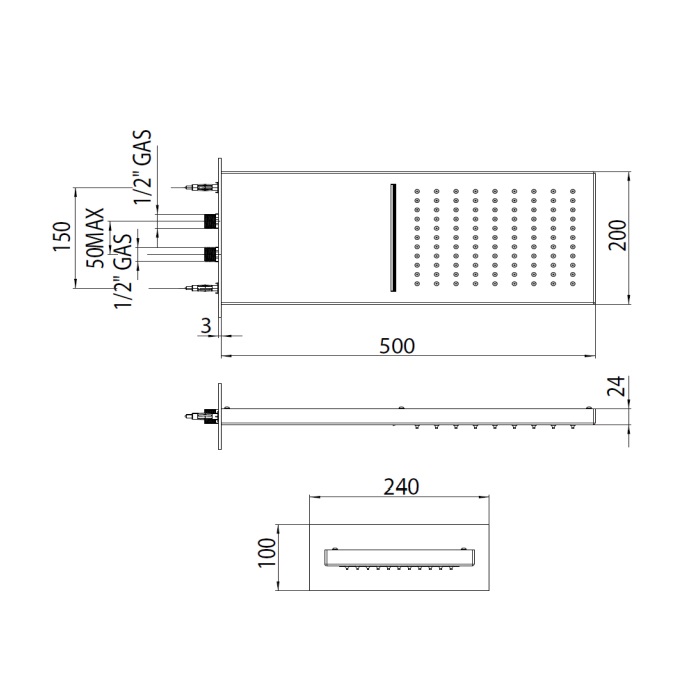 Верхний душ Bossini Manhattan I00570.073 черный матовый