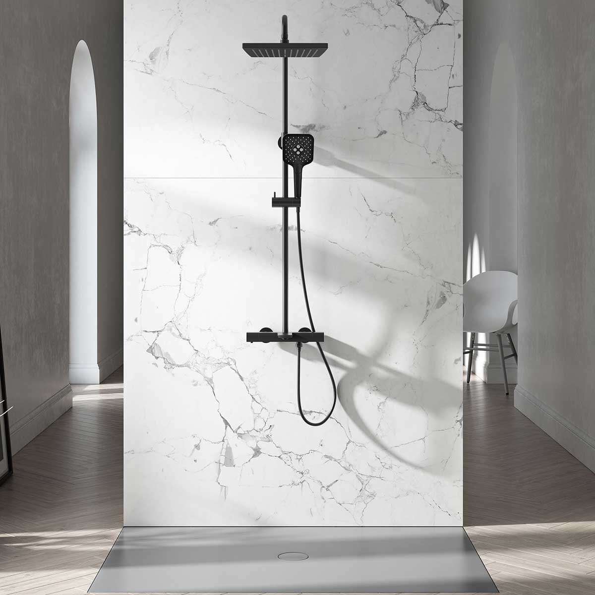 Душевая стойка с термостатом Vincea Next VSFS-1N1TMB черный матовый