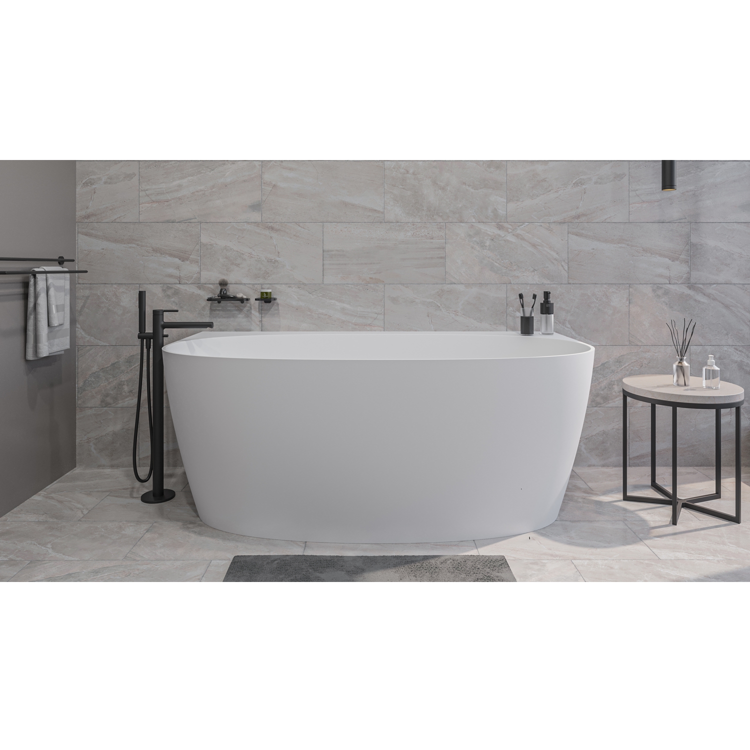 Ванна WHITECROSS Pearl A 155x80 (белый мат) иск. камень