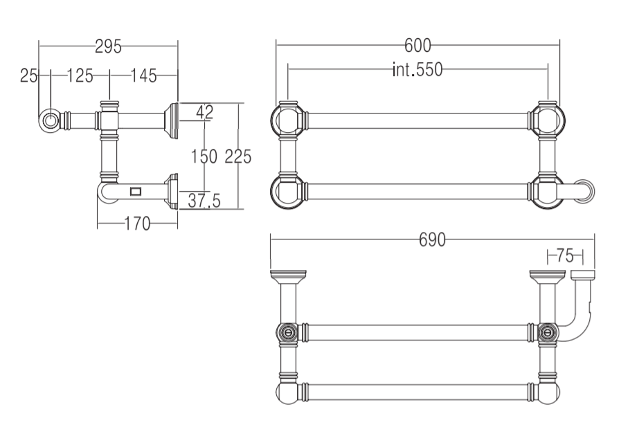 Полотенцесушитель электрический Margaroli Armonia 95925502CRBP 22,5х69см хром