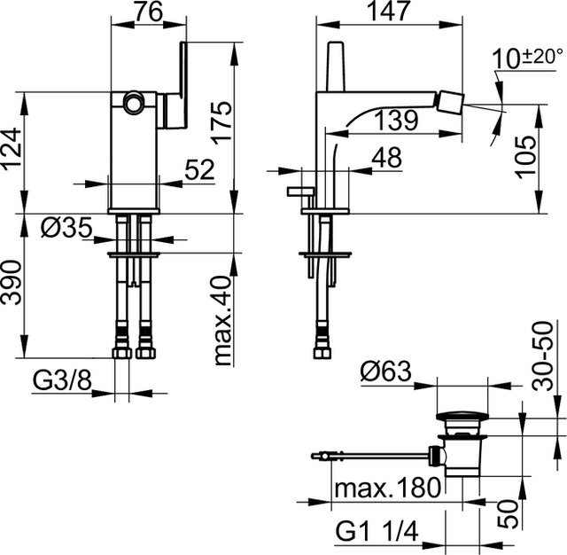 Смеситель для биде Keuco Edition 11 51109 010000 Хром