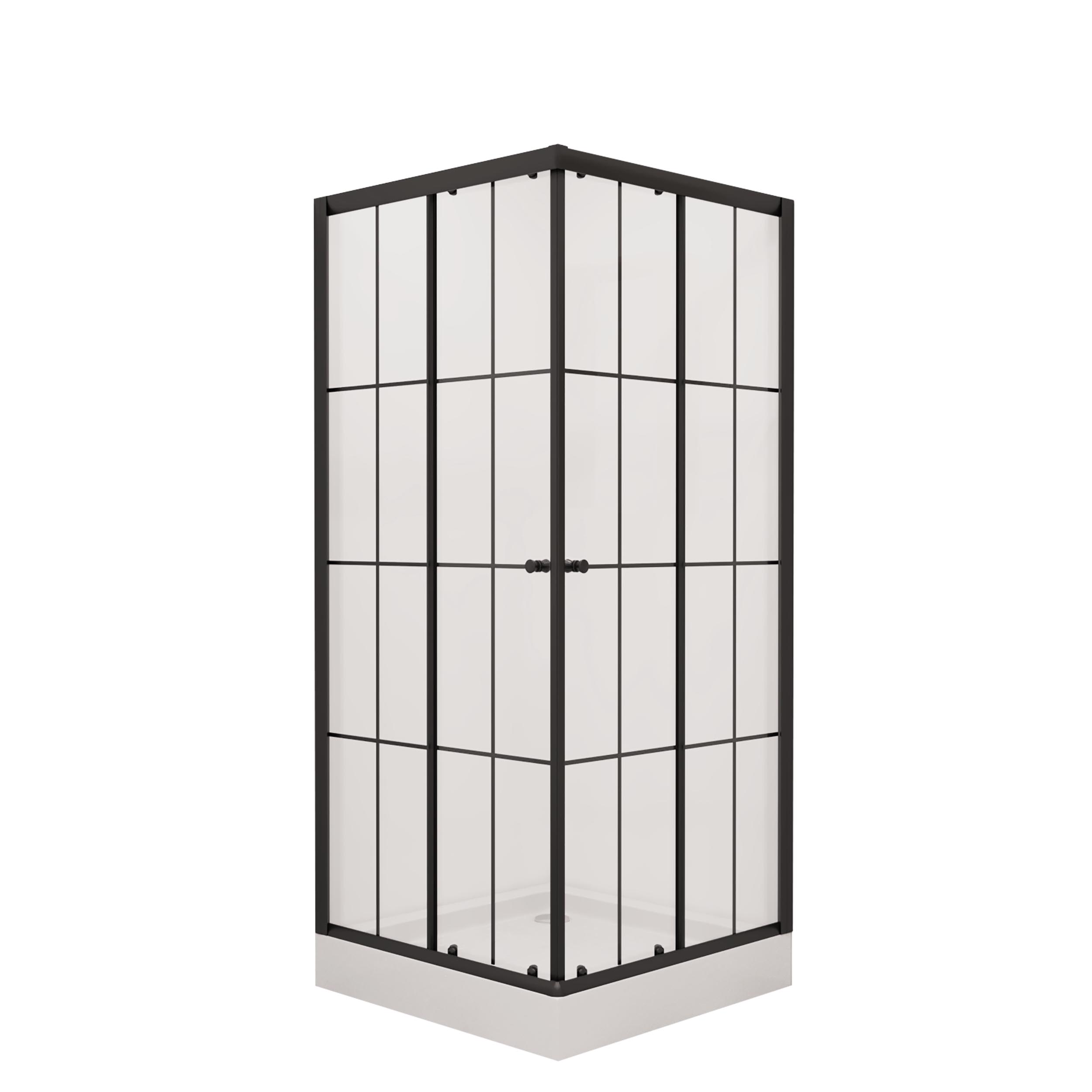 Душевой угол Niagara NG-0190-14 90x90x195 профиль черный, стекло с узором