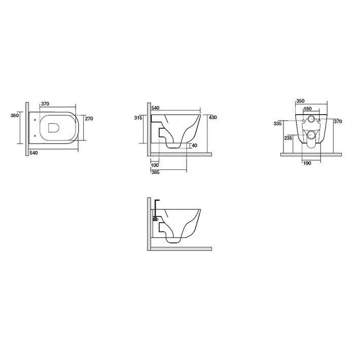 Унитаз подвесной безободковый Kerasan Tribeca 511431 без сиденья, черный матовый