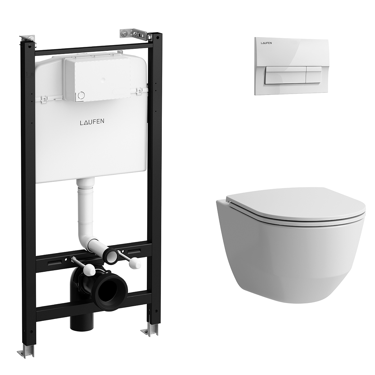 Комплект LAUFEN ПЭК PRO (инсталляция+подвесной унитаз+сиденье с крышкой+панель смыва белая) Z.RU93.0.761.6