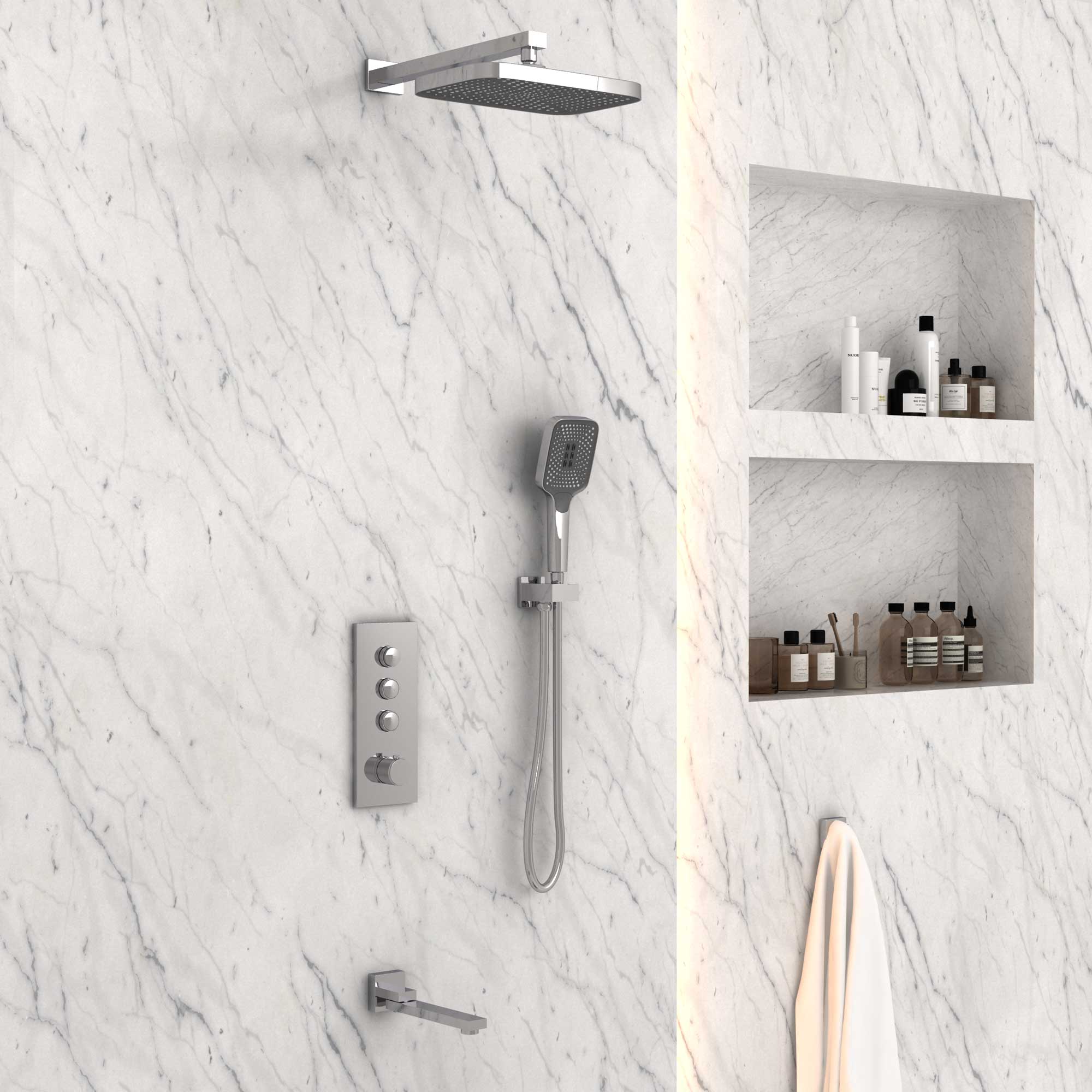 Душевой комплект Vincea VSFW-433T1CH встраиваемый, термостатический, 3 режима, хром