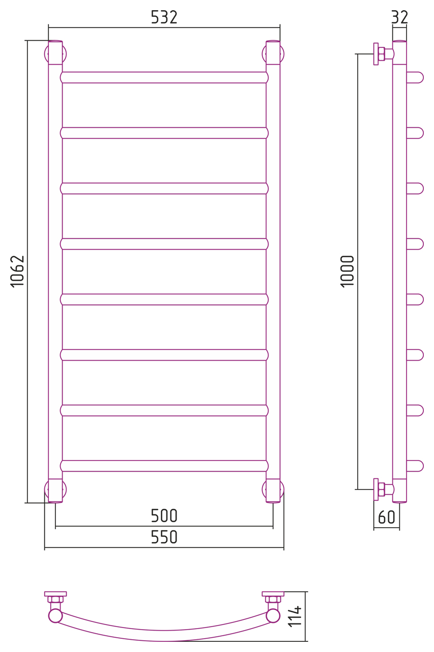 Полотенцесушитель водяной Сунержа Галант+ 100х50 золото