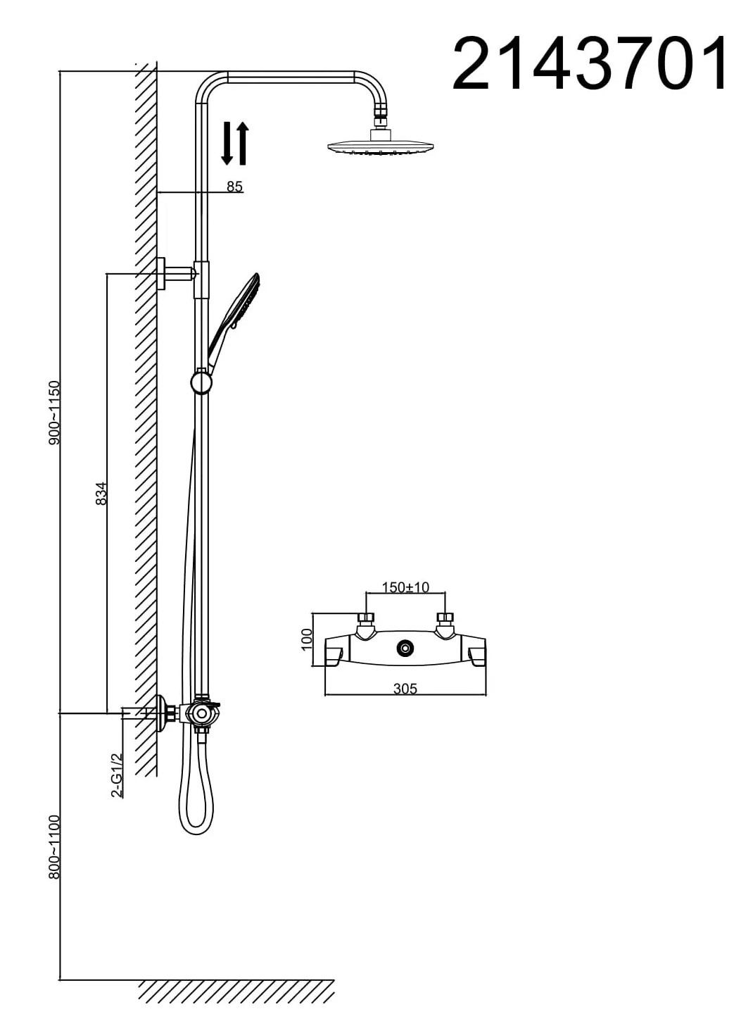 Душевая стойка D&K Bayern.Potsdam DA2143701B14 хром
