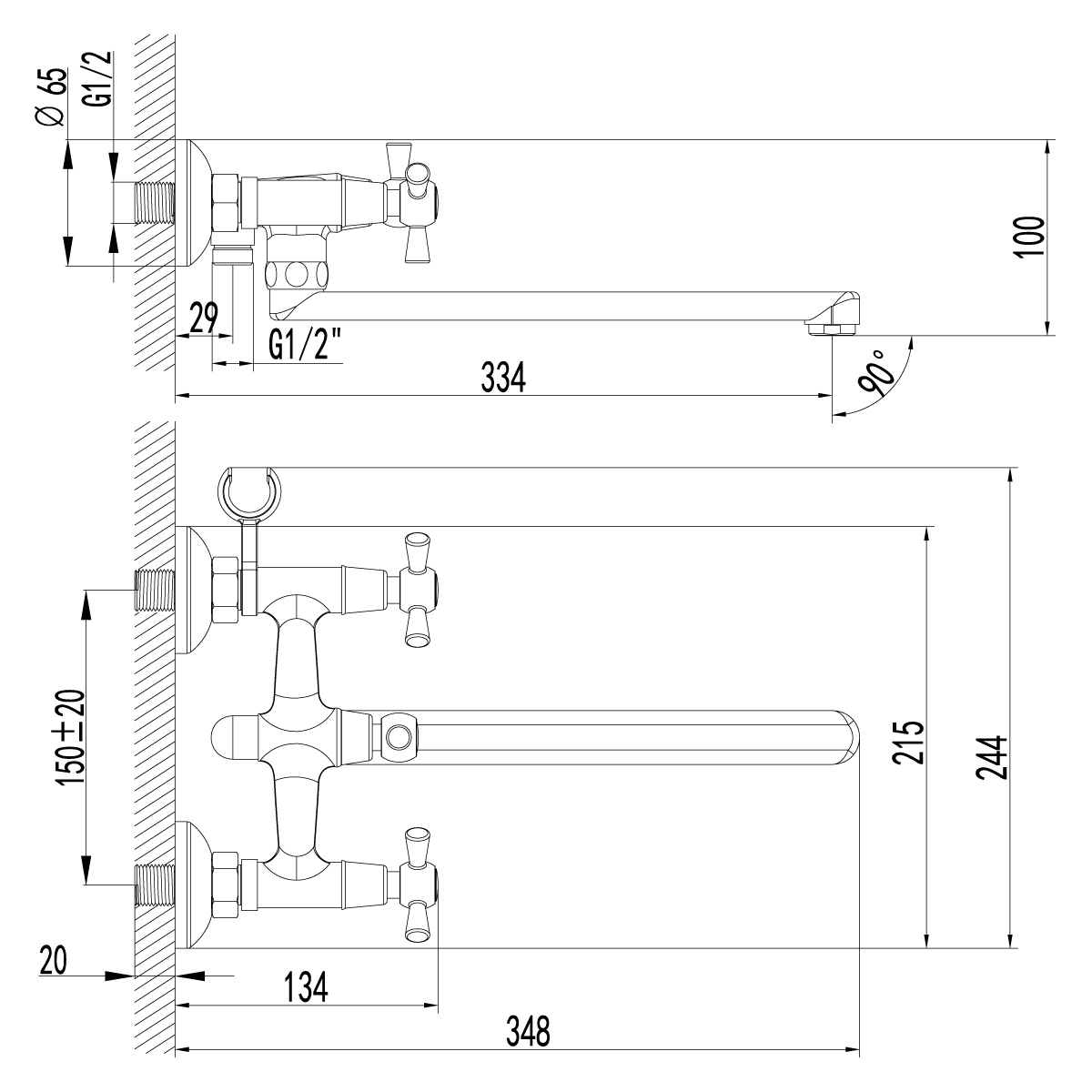 Смеситель для ванны с душем Lemark Contour LM7451C хром