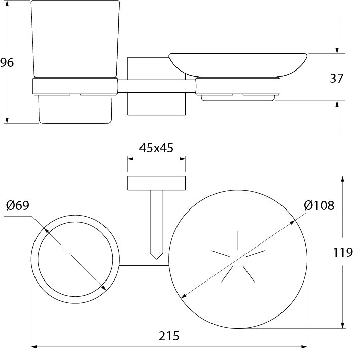 Стакан для зубных щеток с мыльницей Iddis Edifice EDIMBG0i57 Хром