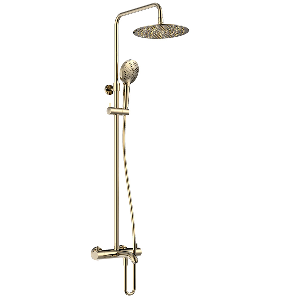 Душевая стойка с термостатом AQUAme AQM8008GG золото