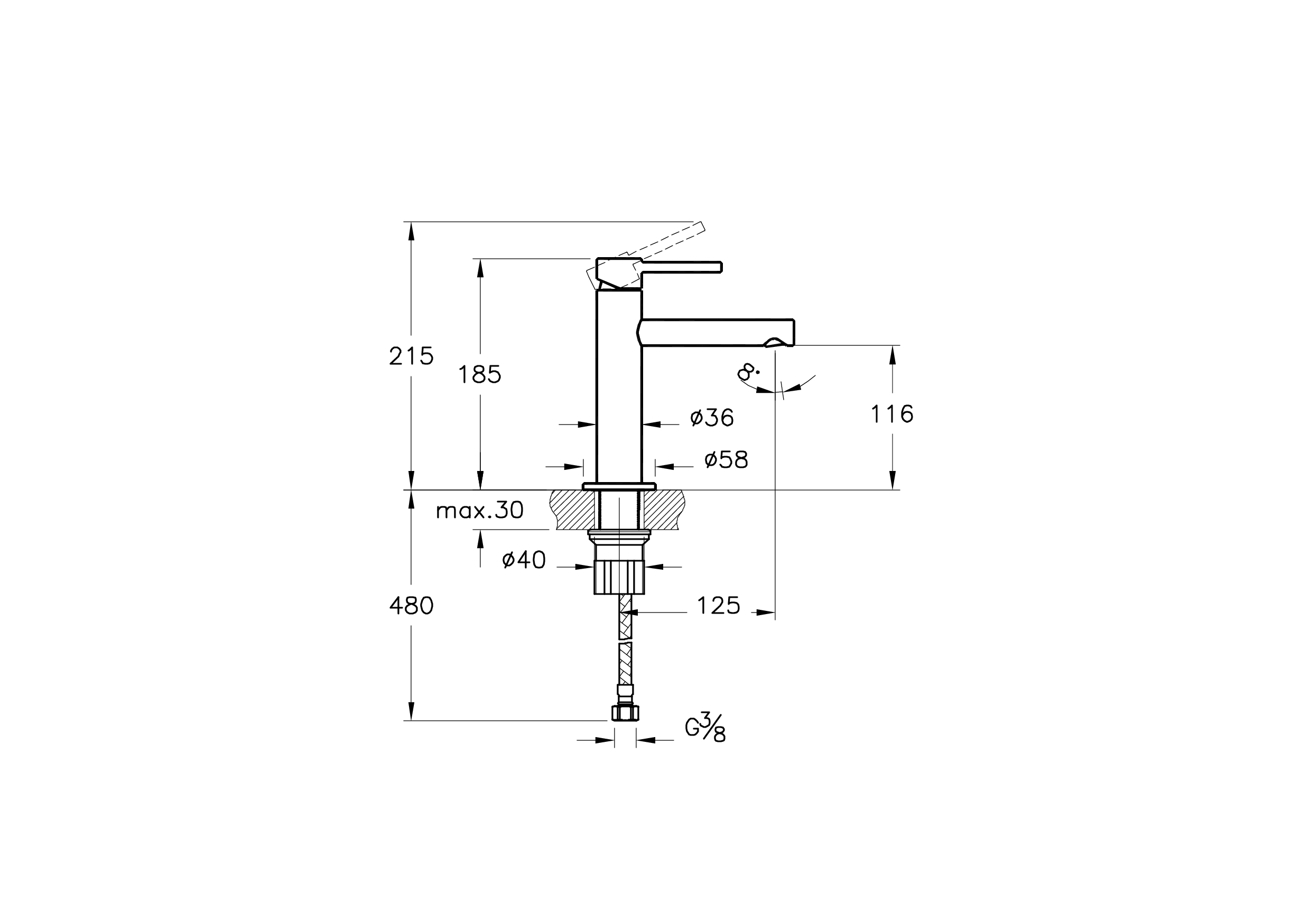 Смеситель для раковины Vitra Origin A4255636 черный матовый