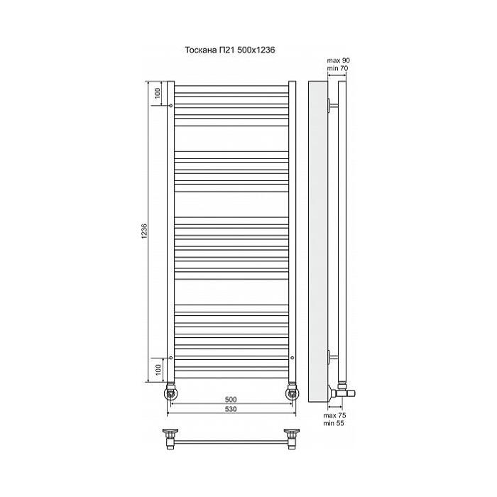 Полотенцесушитель водяной Terminus Тоскана П21 500x1236