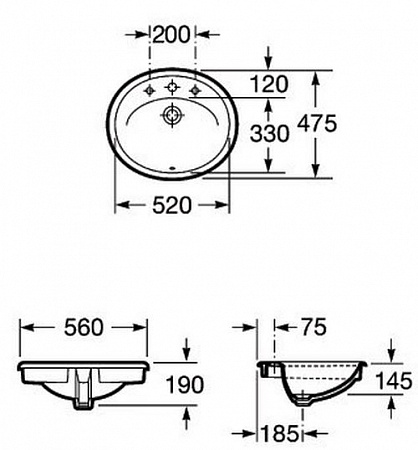 Раковина встраиваемая сверху 56см Roca Adora 327203000 белый