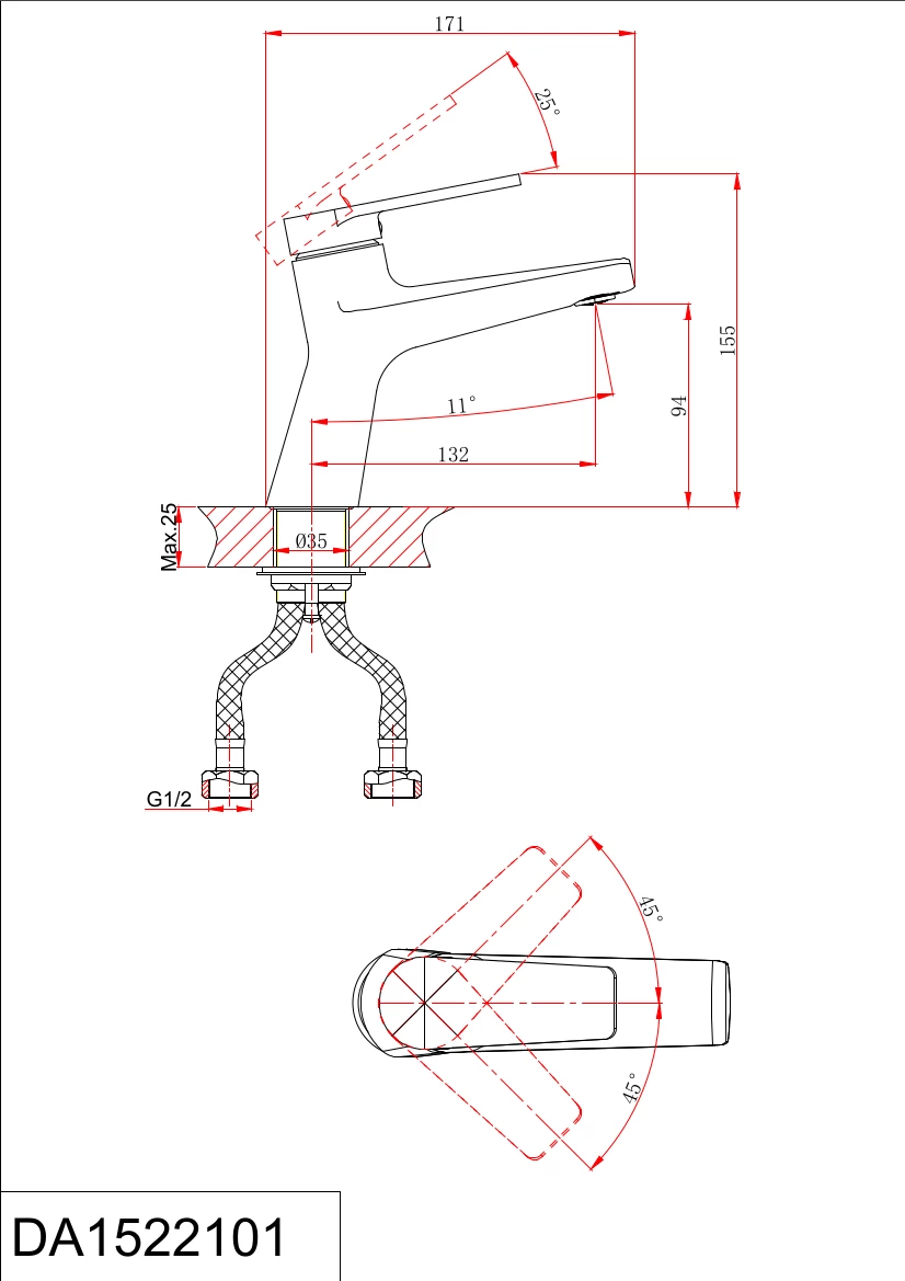 Смеситель для раковины D&K Bayern.Fürth DA1522108, белый матовый