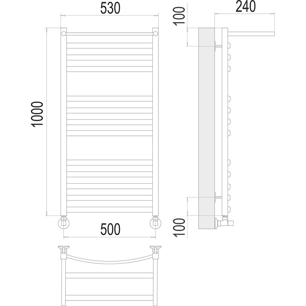 Полотенцесушитель водяной с полкой Terminus Енисей П13 50х100