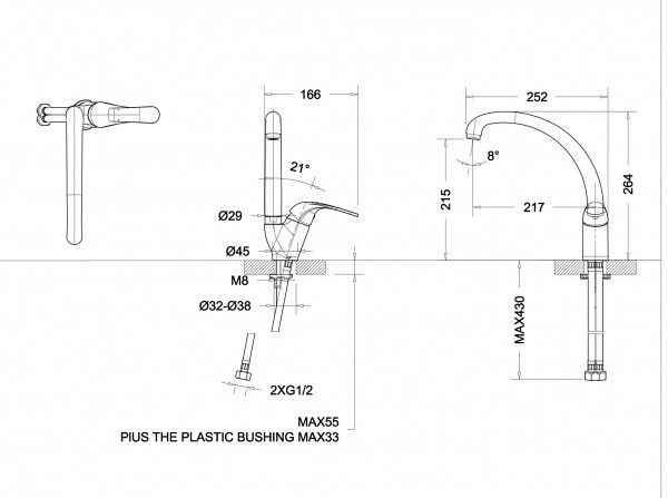 Смеситель для кухни  Bravat Fit F7135188CP-1-RUS хром