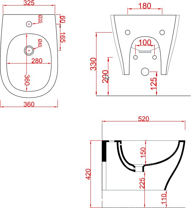 Биде подвесное ArtCeram Ten TEB002 01 00