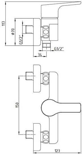 Смеситель для душа E.C.A Luna 102154011EX хром
