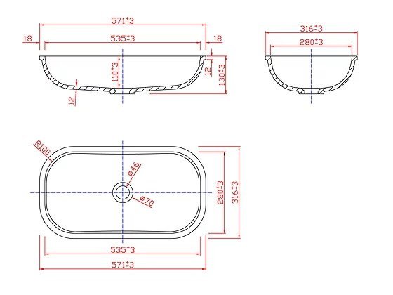Раковина накладная 57,1см MonteBianco Loreto Sesto 13217 белый матовый