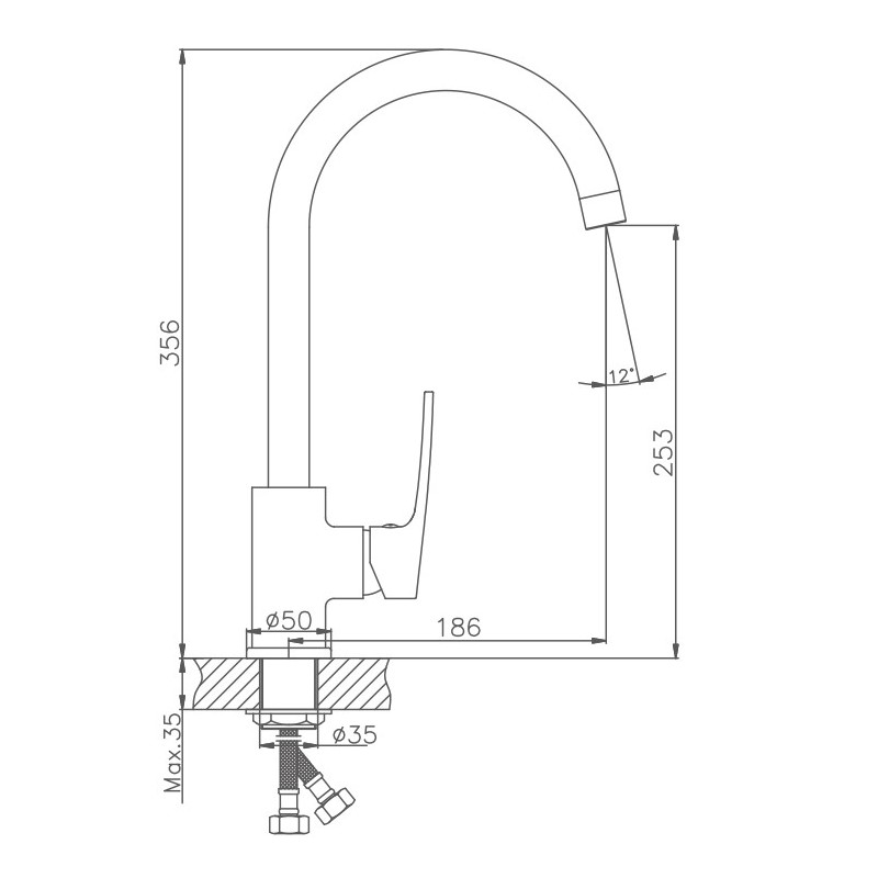 Смеситель для кухни Haiba HB70587, хром