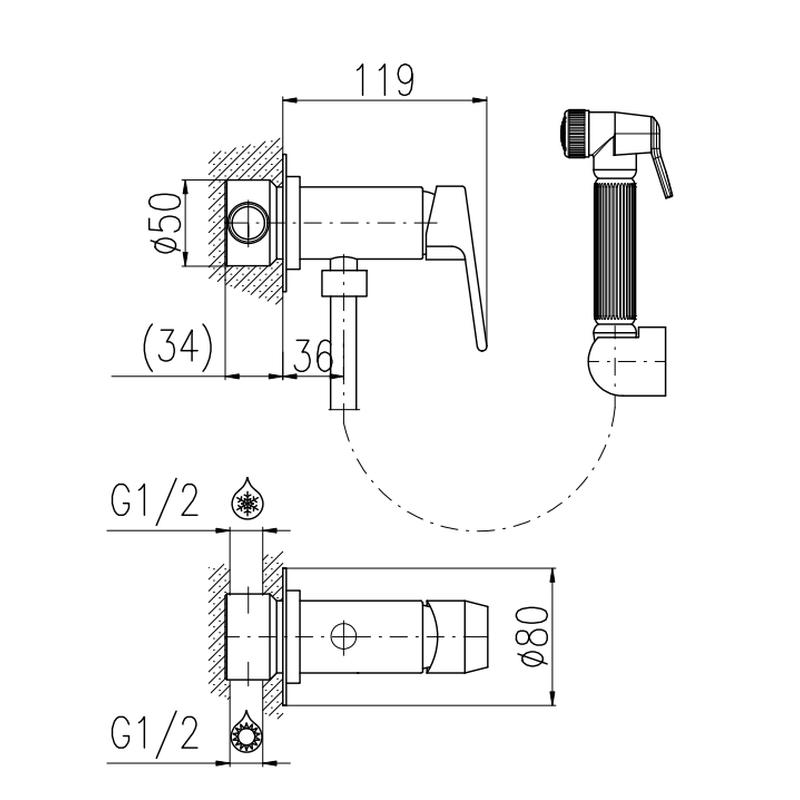 Гигиенический душ со смесителем Rav Slezak COLORADO CO147/1CMAT, черный
