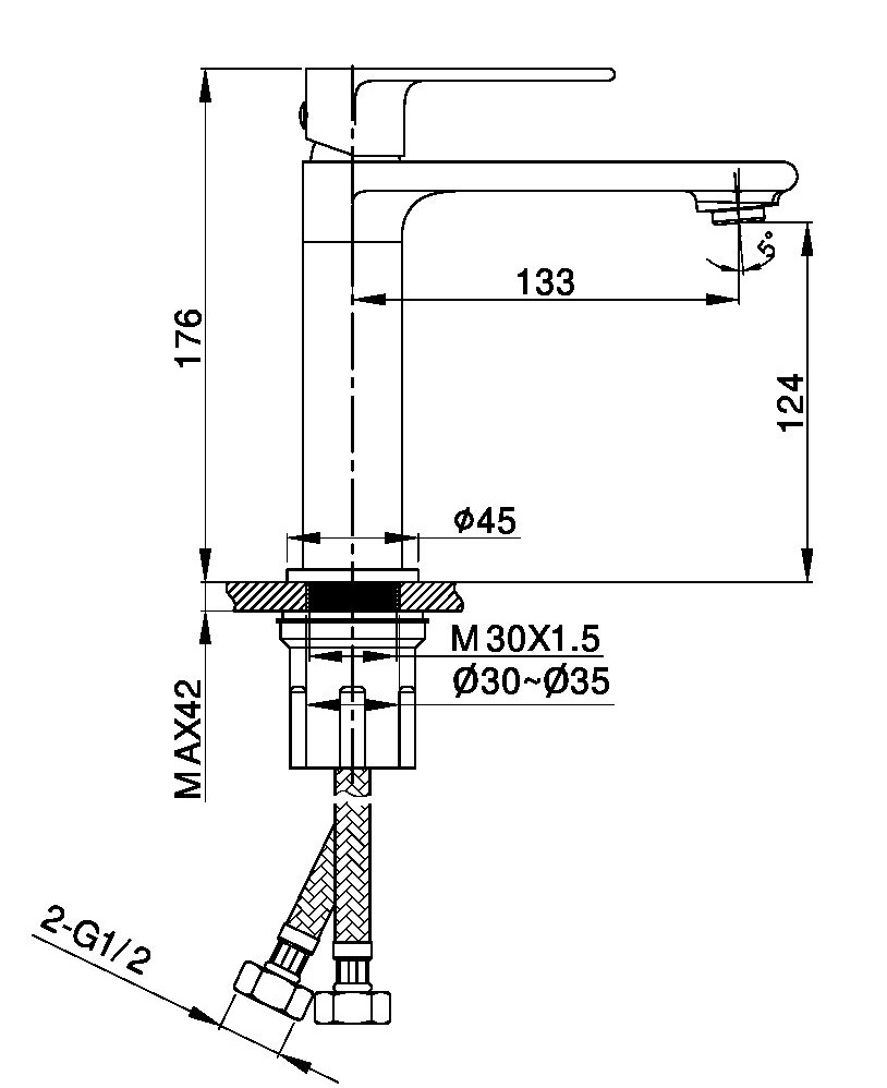 Смеситель для раковины Vincea Vogue VBF-1V1GM вороненая сталь