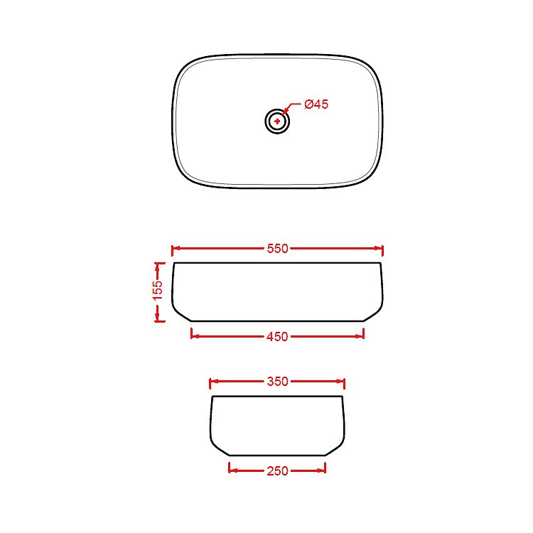 Раковина накладная 55см ArtCeram Cognac Quadro COL008 белый