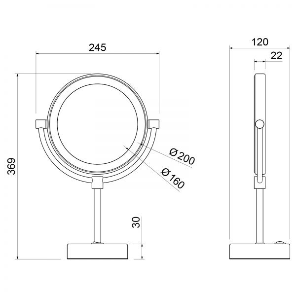Косметическое зеркало настольное с 5-ти кратным увеличением и подсветкой Timo Saona 13276/17 золото матовое