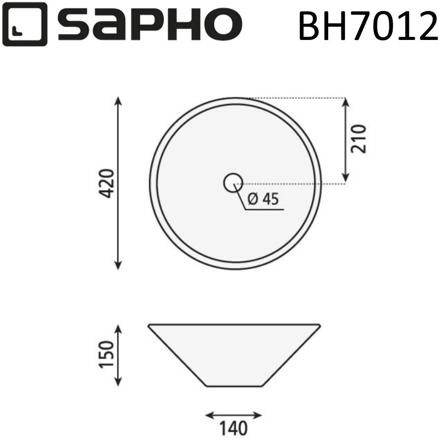 Раковина накладная 42см SAPHO COMILLAS BH7012 белый