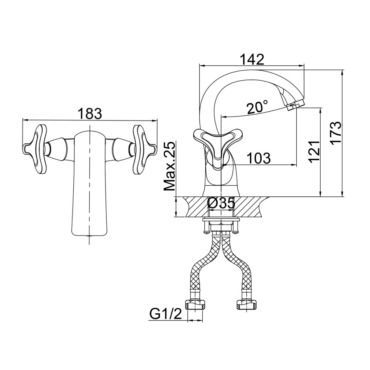 Смеситель для раковины D&K Hessen DA1382141, хром