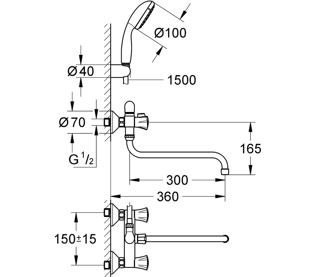 Смеситель для ванны с душем Grohe Costa L 2679010A хром