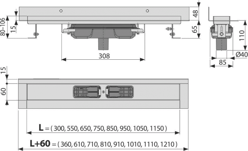Душевой лоток Alcaplast Wall Low APZ1116-750 без решетки