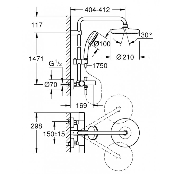 Душевая стойка Grohe Tempesta Cosmopolitan 26223001 хром