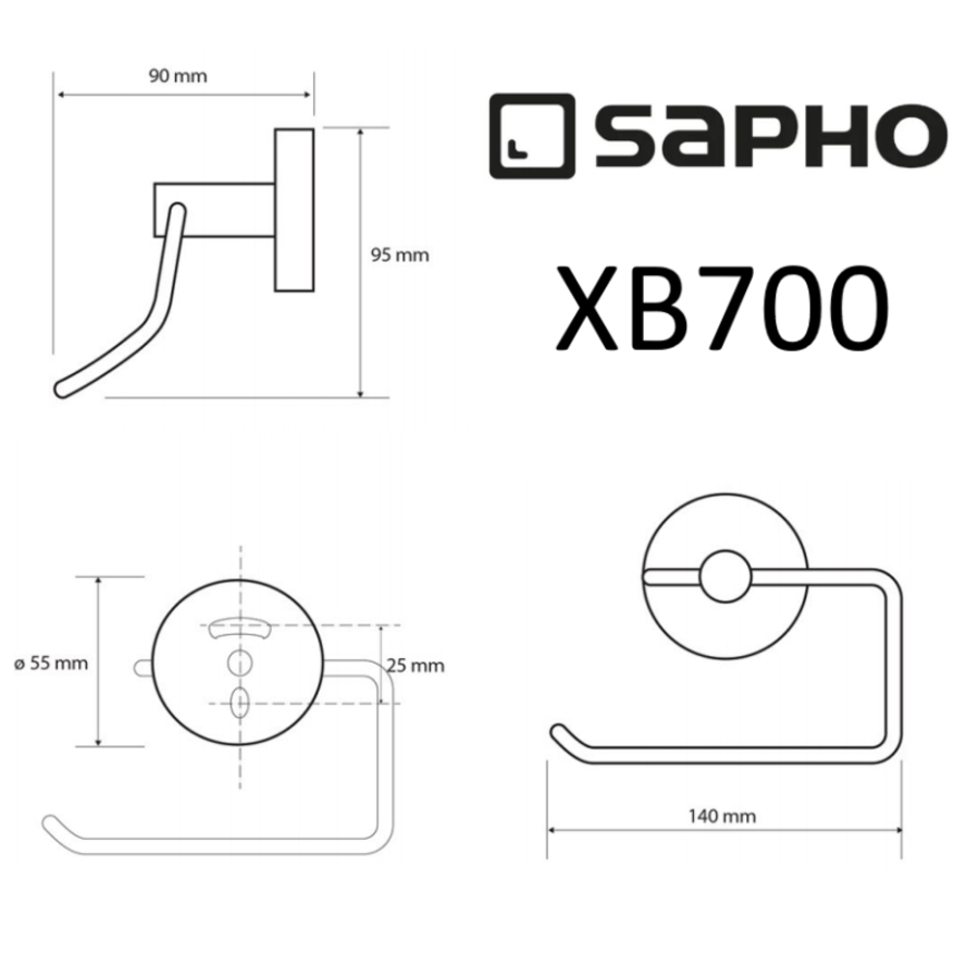 Держатель туалетной бумаги Sapho X-ROUND BLACK XB700 черный