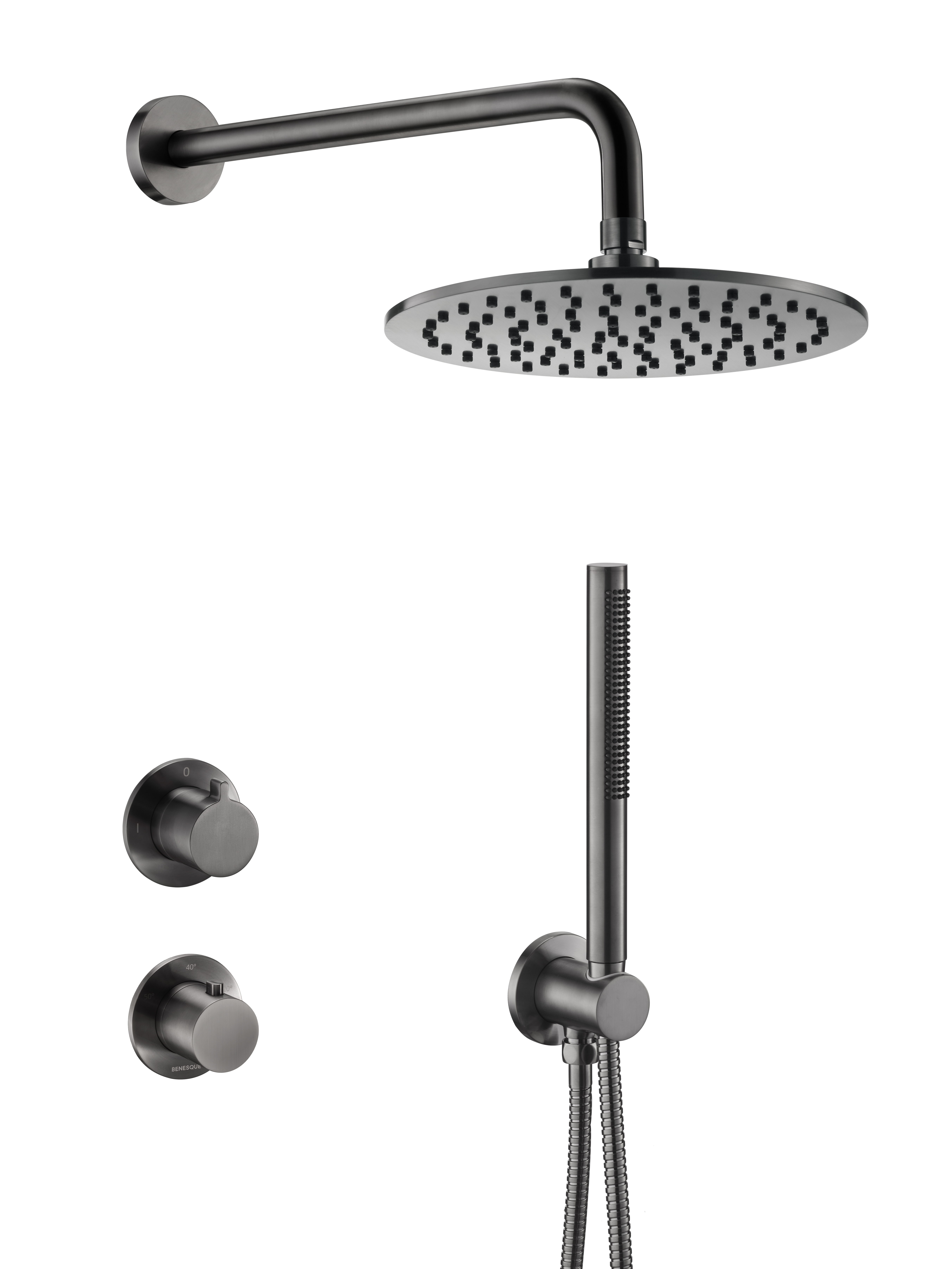 Встраиваемая душевая система с термостатом Benesque Lumiere 21011303 черный брашированный