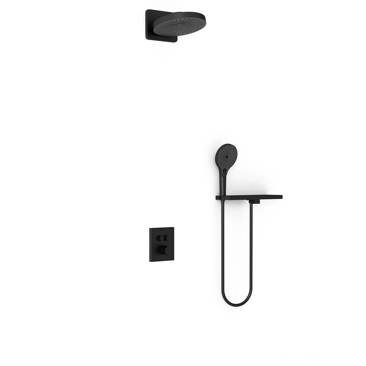 Душевой комплект Vincea Inspire VSFW-3I21T1RMB встраиваемый, термостатический, 2 режима, черный