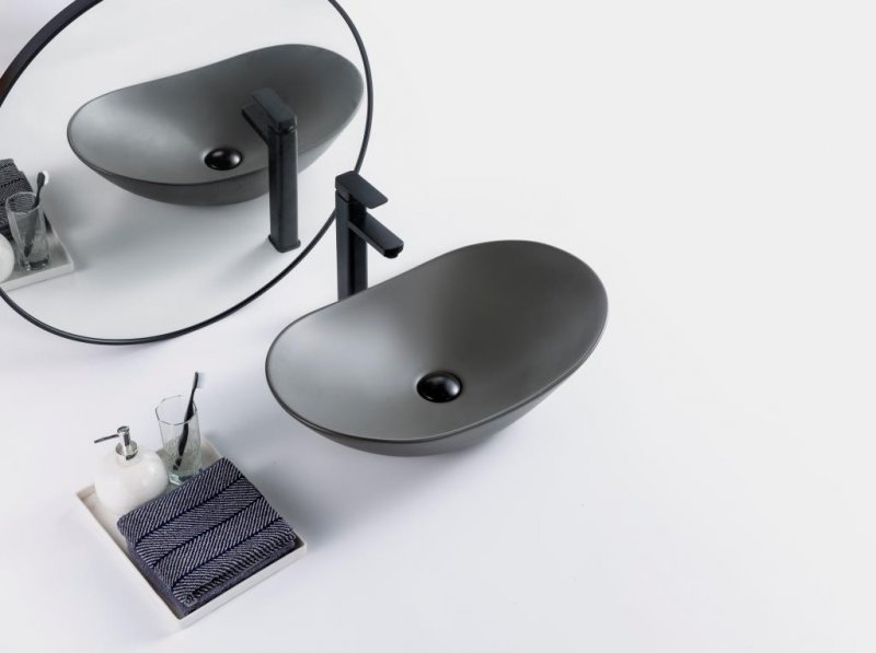 Раковина накладная BelBagno BB1404-H311 серый матовый