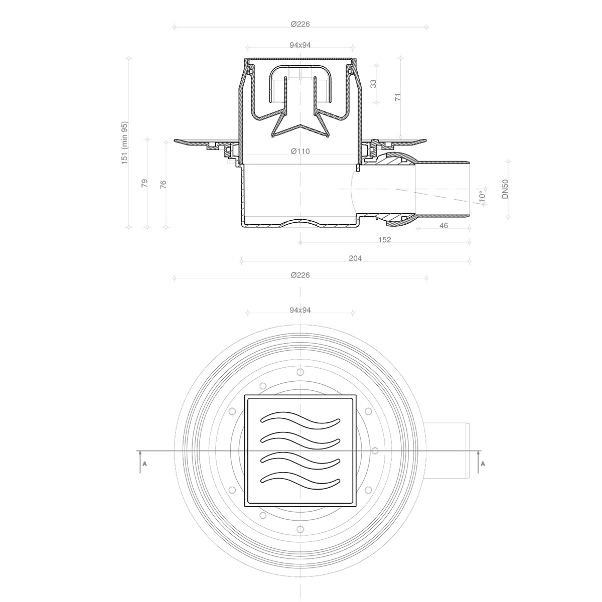 Душевой трап Pestan Confluo Standard 13000015 с решеткой